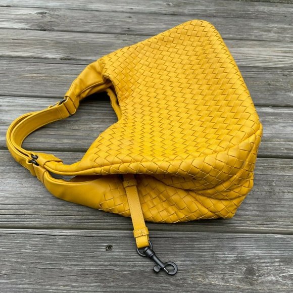 Bottega Veneta Women Shoulder Bag Yellow Intrecciato Leather Hobo Made in Italy - Picture 4 of 12